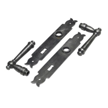 Deurbeslag set - klinken en platen (BB72) - gietijzer verzinkt