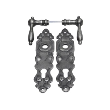 Huisdeurbeslag gietijzer verzinkt - set van klinken en platen - PC92