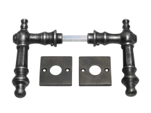 Set klinken 'Victoria' en klinkrozetten vierkant - gietijzer verzinkt