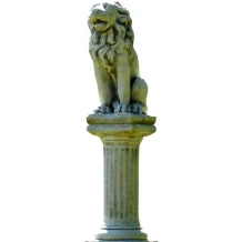 Tuinbeeld Leeuw op sokkel - 104 cm - steen