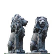 Set van leeuwen - blauw polystone - links en rechts kijkend