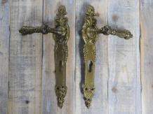 Quincaillerie de porte d'entrée Wilhelmina en laiton antique, quincaillerie baroque d'époque PZ92