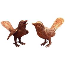 Set van 2 vogels - bronzen beelden - mussen - uniek