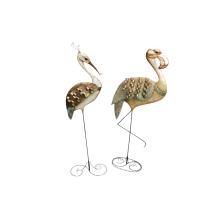 Set van 2 - flamingo en kraanvogel - metaal - handgemaakt