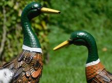 2er Set Enten - Metallstatuen - in Farbe und Detail