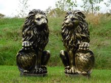 Lions – lot de 2 – noir/or – 51 cm – statues en polystone
