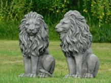 Löwen – Tierstatue aus Stein – 52 cm – grau – 2er-Set