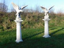 Adler - auf Sockel - Steinstatue - 140 cm - 2er-Set