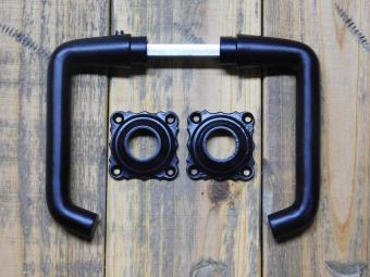 Set Türgriffe mit quadratischen Rosetten – Schwarz – Aluminium
