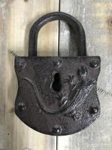  Schloss mit Schlüsseln – antikes Gusseisen – klassisch mit Symbol