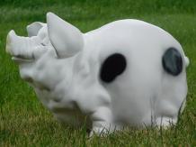 Spaarvarken - polystone - 35 cm - wit met zwarte stippen