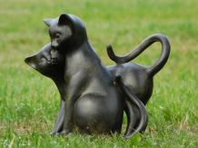 Jouer aux chats - polystone - 16 cm - brun/noir