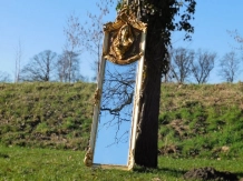 Miroir vintage de style Louis XVI – couleur or – 175 cm