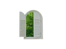 Spiegel venster met houten frame in Indische stijl