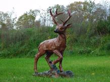 Cerf debout - polystone - 110 cm - marron - détaillé