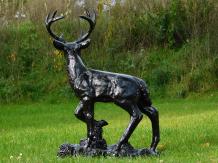 Hirsch stehend - Polystone - 110 cm - schwarz - detailreich