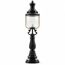 Sokkellamp zwart met messing accenten – buitenlamp – 93 cm