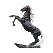 Steigerend paard - polystone beeld - 90 cm - zwart/wit