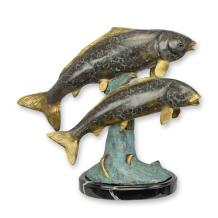 Koi karpers – exclusieve bronzen beeld – kunst in kleur