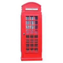 Antieke telefooncel, rood, van hout, zoals voeger, kast / wijnkast!