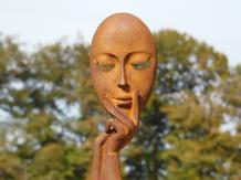 'Die Maske' - abstrakte Skulptur aus Gusseisen - 28 cm - rustikal