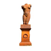 Vrouwelijke torso - op sokkel - gietijzer - 90 cm - rustiek
