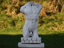 Torse masculin - sur socle - pierre - 100 cm - classique