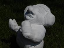 Troll musicien - statue abstraite en pierre - 25 cm - blanc