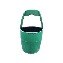 Houten emmer groen, nostalgische tuindecoratie - antiek