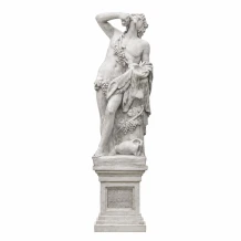 Dionysus Bacchus - tuinbeeld op sokkel - steen - 200 cm - klassiek