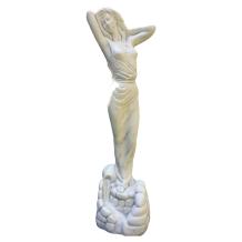 Poserende vrouw - stenen beeld - 70 cm - klassiek wit