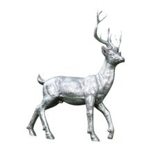 Hert - polystone - 112 cm - zilverkleurig - gedetailleerd