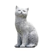 Kat - stenen dierenbeeld - 29 cm - grijs - klassiek