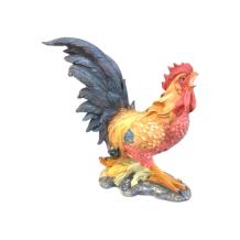 Haan - polystone - 37 cm - in kleur - met mais - landelijk