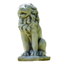 Zittend leeuwenbeeld – massief steen – 50 cm – tuinbeeld