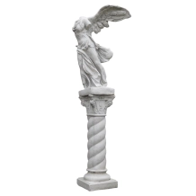Tuinbeeld Nikè op sokkel - steen - 194 cm - klassiek beeld