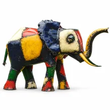 Metalen olifant 'Akan' – kleurrijk tuinbeeld – 100 cm breed