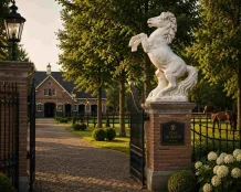 Steigerend paard - stenen tuinbeeld - 130 cm - klassiek
