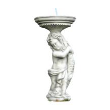 Kind met vis - stenen beeld - 53 cm - wateruitloop - wit