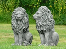 Löwen – Gartenstatue aus Stein – 52 cm – grau – Satz von 2