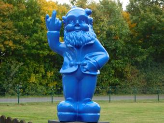 Tuinkabouter Middelvinger XL - 80 cm - Blauw