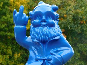 Tuinkabouter Middelvinger XL - 80 cm - Blauw