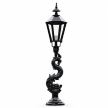 Lantaarnpaal mystieke vis – 110 cm – zeskantige kap – zwart