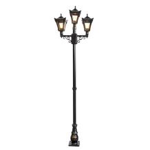 Lantaarnpaal 260 cm - 3-kops tuinlamp - zwart - gietijzer