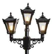 Lantaarnpaal 260 cm - 3-kops tuinlamp - zwart - gietijzer