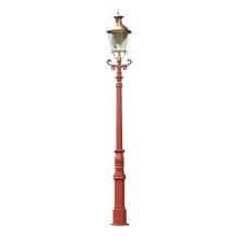 Lantaarnpaal met koperen kap - 325 cm - gietijzer ruw menie
