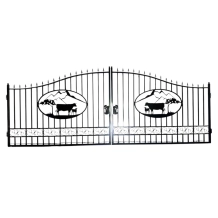 Landhaustor „Alpine Weide“ – 496 cm – schwarzes Schmiedeeisen