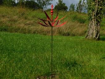 Moulin à vent en métal – piquet de jardin rouge – hauteur 80 cm