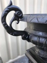 Pot de fleurs en fonte - vase de jardin noir rustique - 50 cm