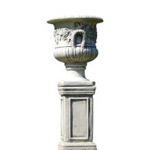Gartenvase mit Weintrauben auf Sockel - 97 cm - Stein